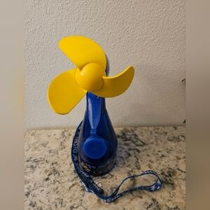 Disney Parks Blue and Yellow Misting Fan Water Bottle with Lanyard - Tested